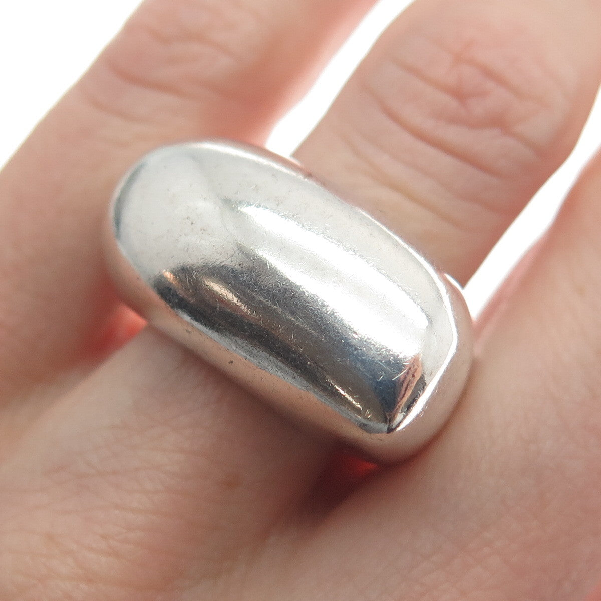 925 Sterling Silver Vintage Smooth Domed Ring Size 7.25
