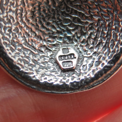 925 Sterling Silver Vintage Israel Modernist Swirl Oxidized Charm Pendant