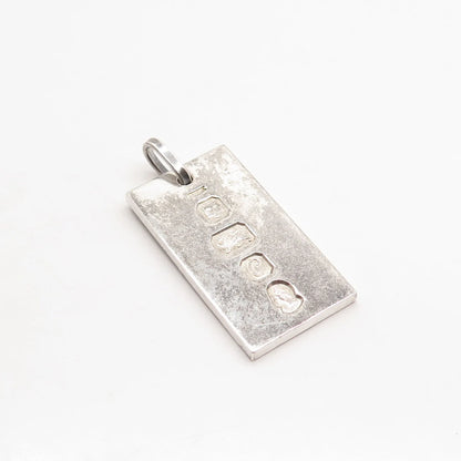 925 Sterling Silver Vintage A & AJ London Jubilee Ingot Bar Pendant