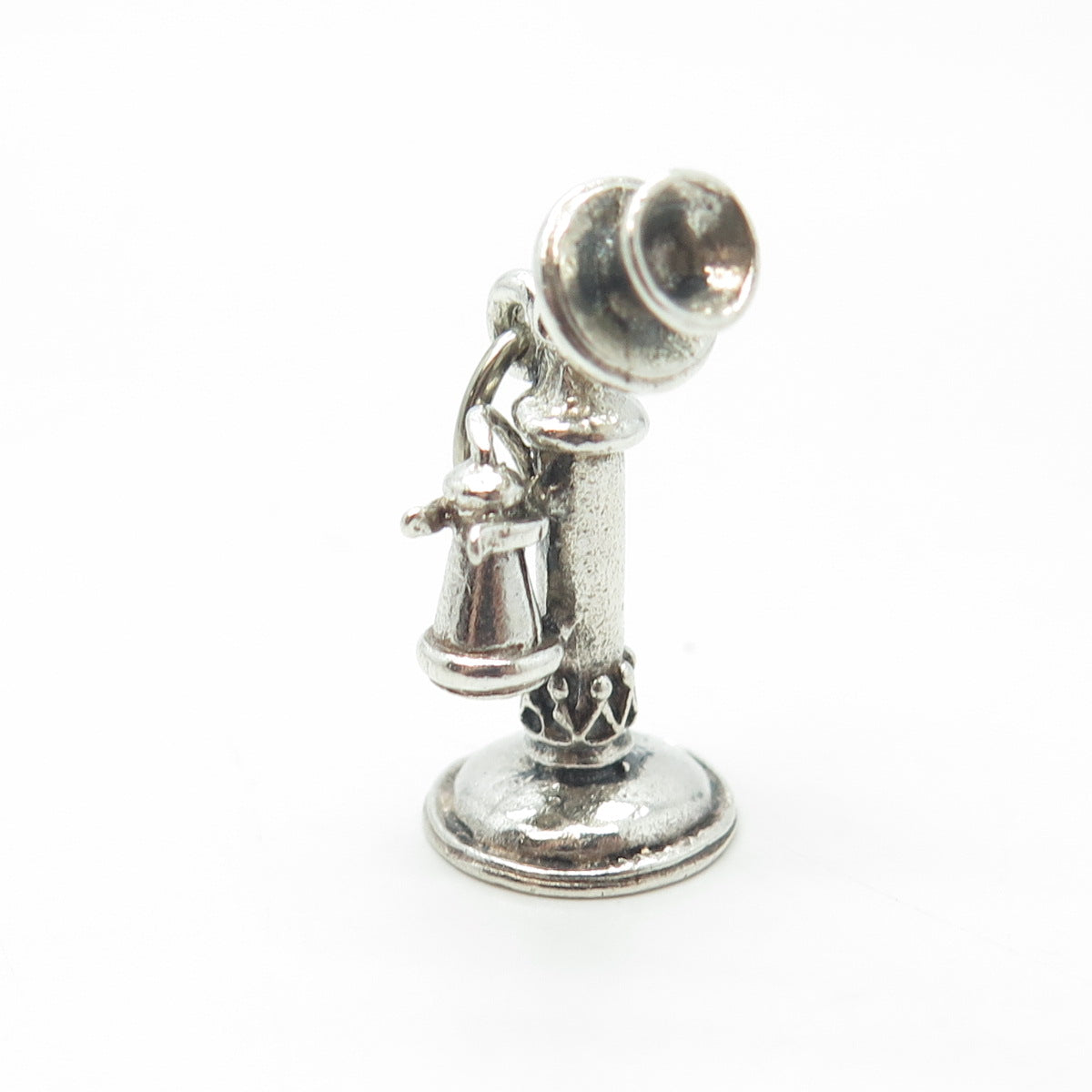 BEAU 925 Sterling Silver Vintage Candlestick Phone Charm Pendant