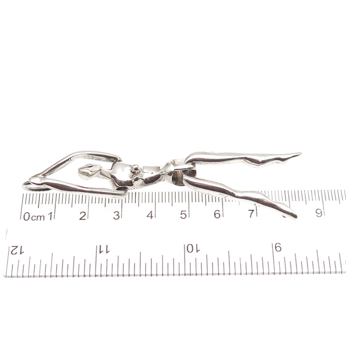 925 Sterling Silver Vintage Modernist Woman Articulated Charm Pendant
