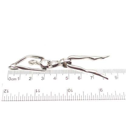 925 Sterling Silver Vintage Modernist Woman Articulated Charm Pendant