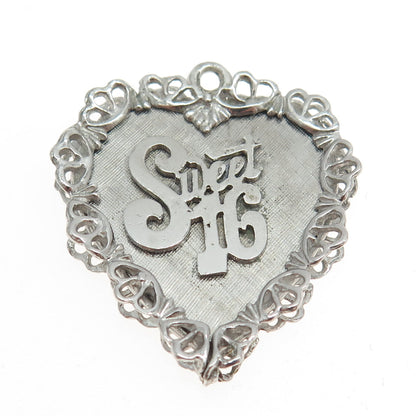 925 Sterling Silver Vintage "Sweet 16" Heart Ornate Pendant