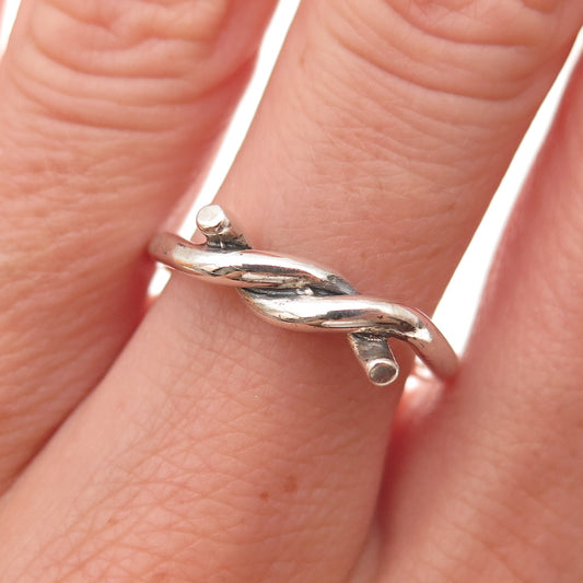 925 Sterling Silver Vintage Twisted Oxidized Ring Size 7