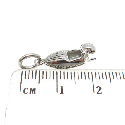 925 Sterling Silver Vintage Motor Boat 3D Charm Pendant