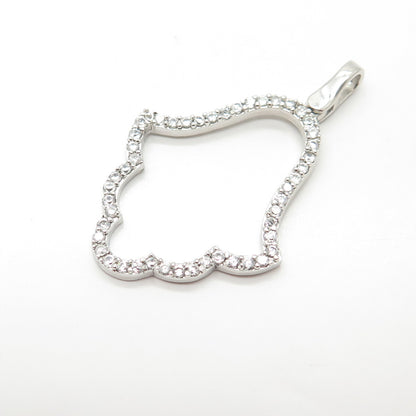 925 Sterling Silver C Z Hamsa Amulet Pendant