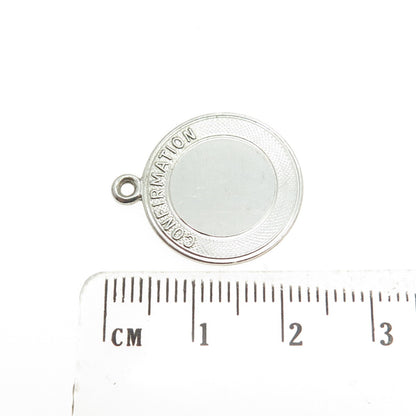 925 Sterling Silver Vintage "Confirmation" Round Pendant
