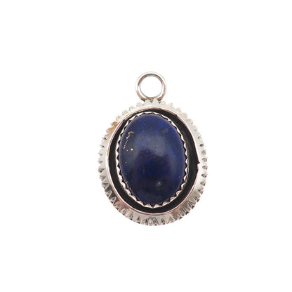 Old Pawn 925 Sterling Silver Vintage Southwestern Lapis Tribal Charm Pendant
