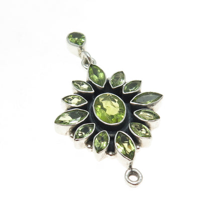 925 Sterling Silver Vintage Real Peridot Gemstone Pendant