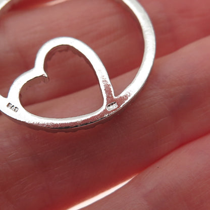 925 Sterling Silver Real Diamond Accent Heart Circle of Life Charm Pendant