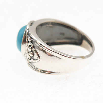 925 Sterling Silver Real Sleeping Beauty Turquoise Floral Ring Size 8.25