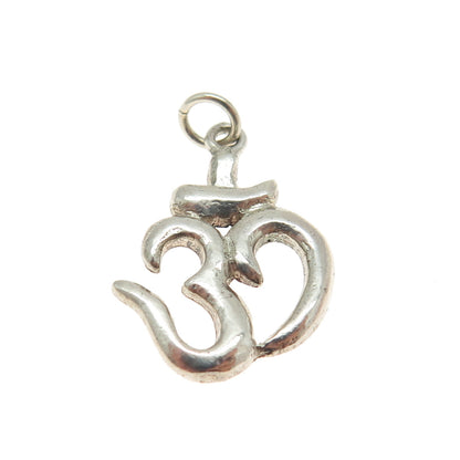 925 Sterling Silver Vintage Om Mantra Charm Pendant