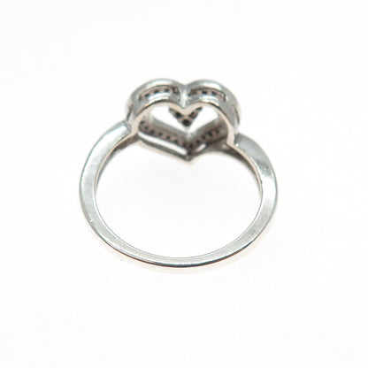 CHARLES WINSTON 925 Sterling Silver Real Round-Cut Diamond Heart Ring Size 7.25