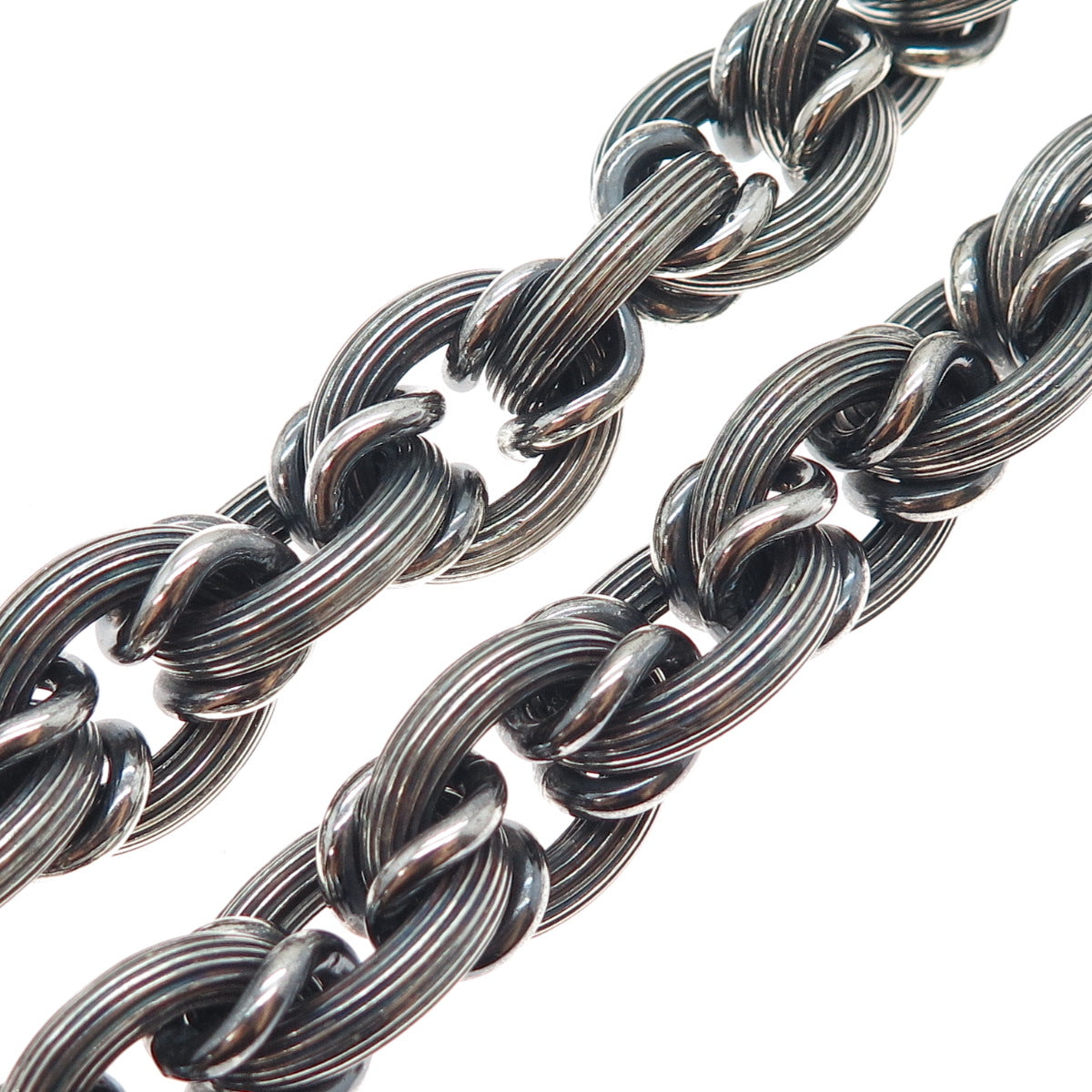 925 Sterling Vintage Italy Heavy 164.5g Modernist Oxidized Chain Necklace 16"