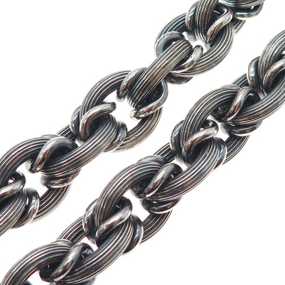 925 Sterling Vintage Italy Heavy 164.5g Modernist Oxidized Chain Necklace 16"