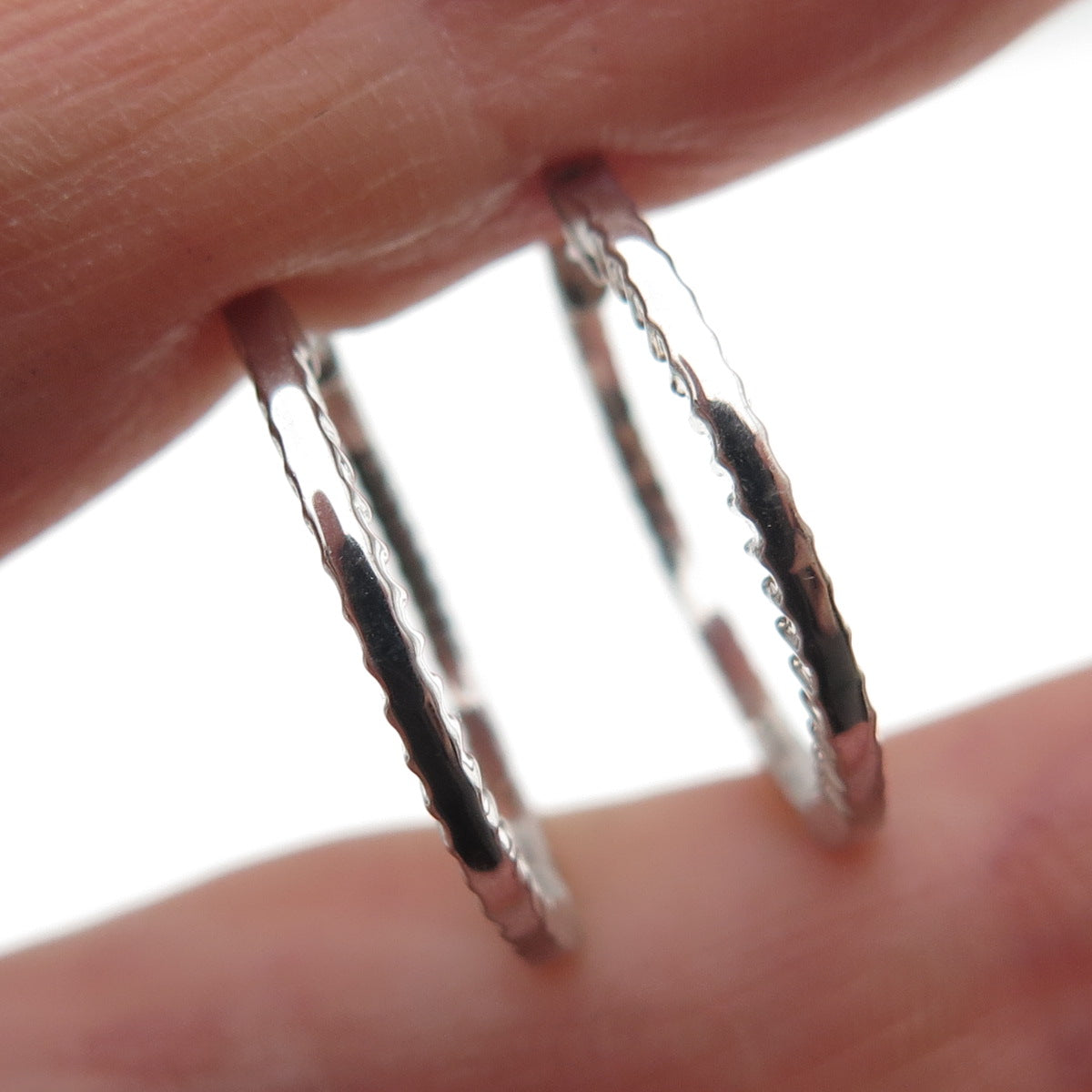 925 Sterling Silver Real Round-Cut Diamond In & Out Hoop Earrings