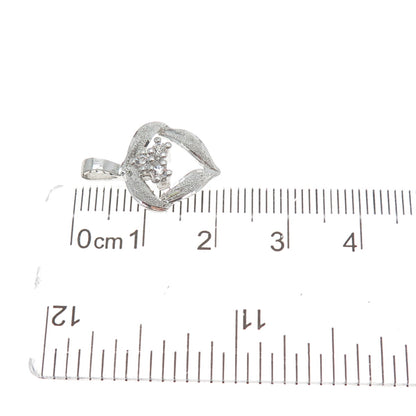 925 Sterling Silver Vintage Round-Cut C Z Heart Minimalist Charm Pendant