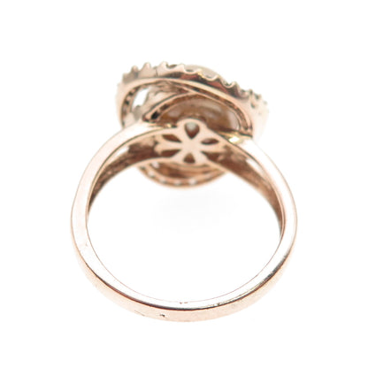 HAROLD TRUJILLO Sterling Rose Gold Plated Real Pearl & White Topaz Ring Size 8