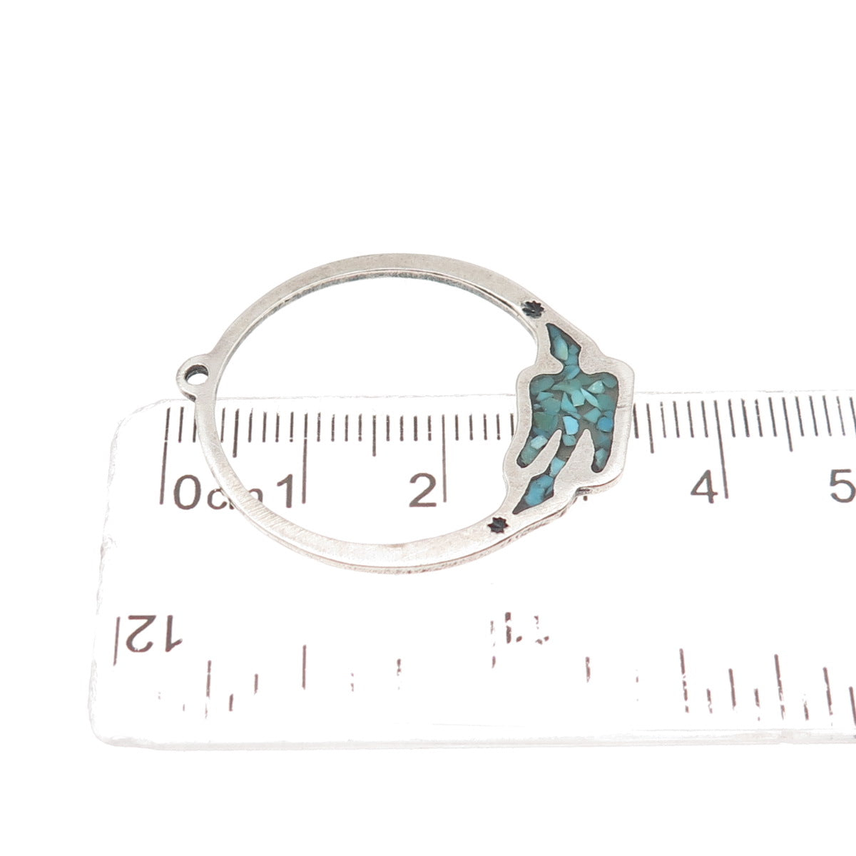 Old Pawn 925 Sterling Silver Vintage Turquoise Inlay Peyote Bird Tribal Pendant