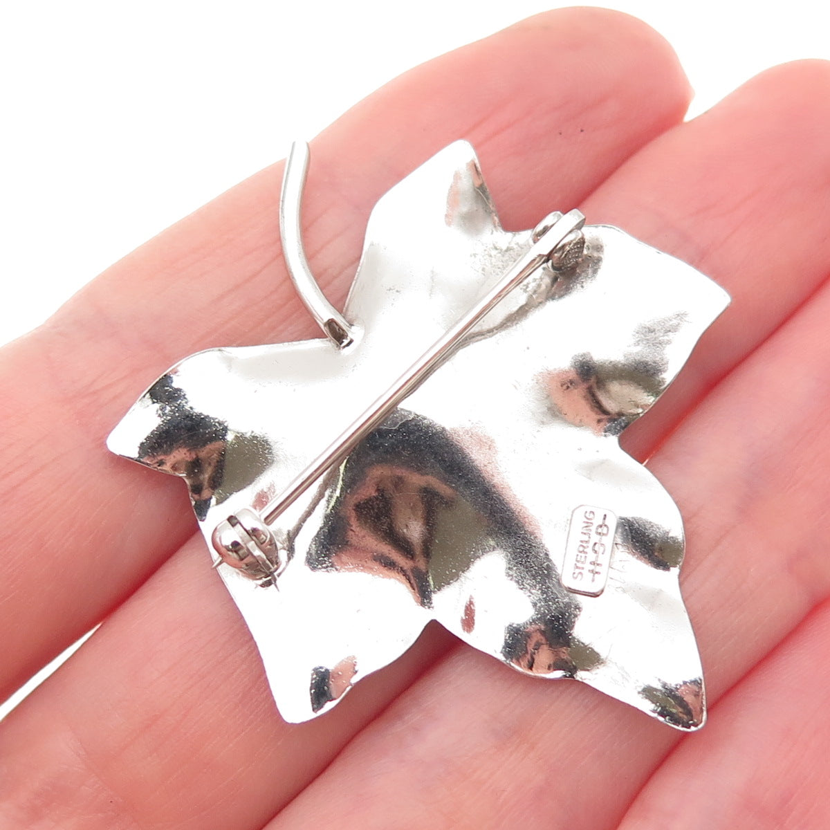 Harry S Bick 925 Sterling Silver Vintage Real Pearl Maple Leaf Pin Brooch
