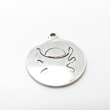 925 Sterling Silver USA Two In Town Etched Charm Pendant