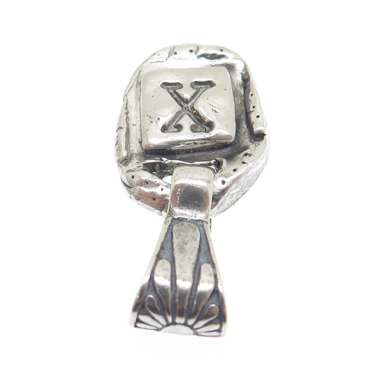 M.T. DESIGNS 925 Sterling Silver Vintage Letter "X" Initial Amulet Pendant