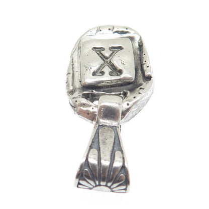 M.T. DESIGNS 925 Sterling Silver Vintage Letter "X" Initial Amulet Pendant