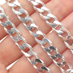925 Sterling Silver Vintage Italy Curb Chain Necklace 18"