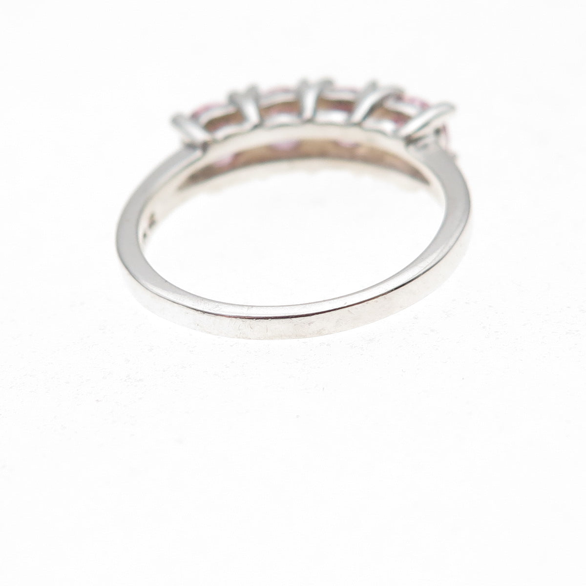925 Sterling Silver Round-Cut Pink C Z Ring Size 5.25