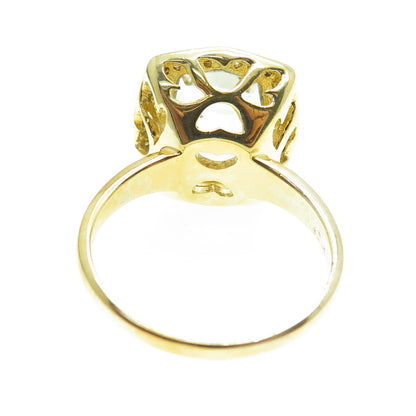 925 Sterling Silver Gold Plated White Diamond & Blue Topaz Gem Ring Size 8.75
