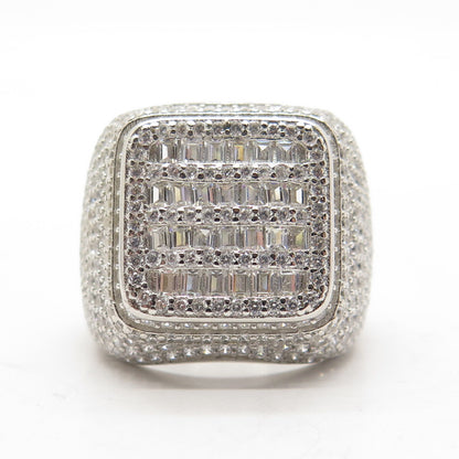 925 Sterling Silver Pave Multi-C Z Domed Ring Size 8.25