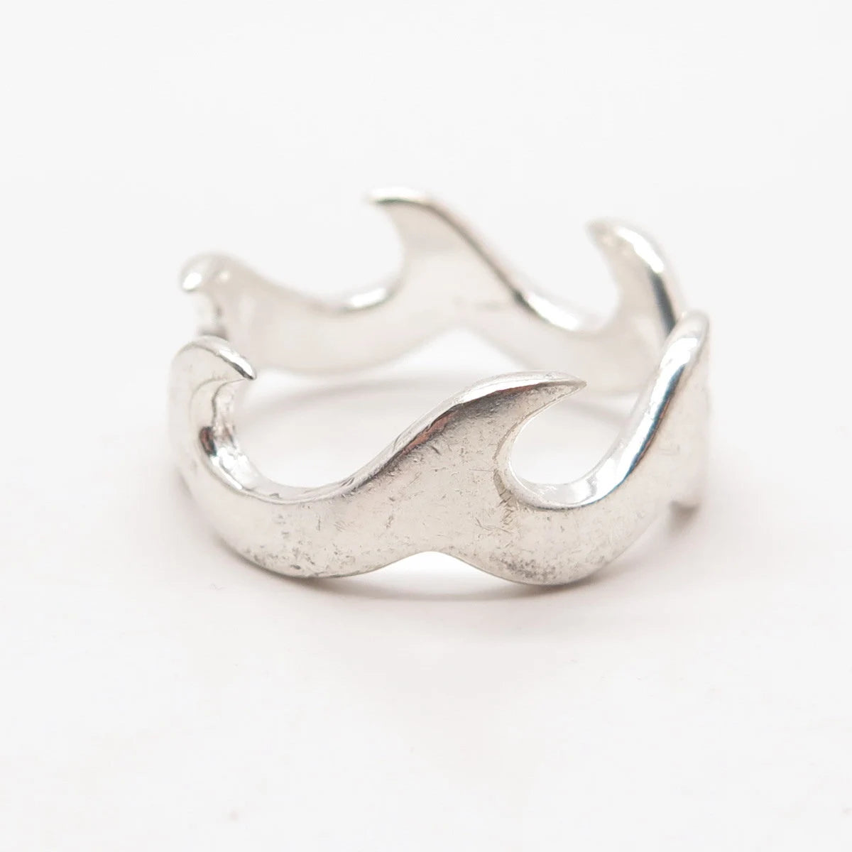 925 Sterling Silver Vintage Fire Band Ring Size 9.75