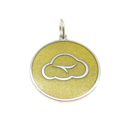 925 Sterling Silver Yellow Enamel Bird Cloud Charm Pendant