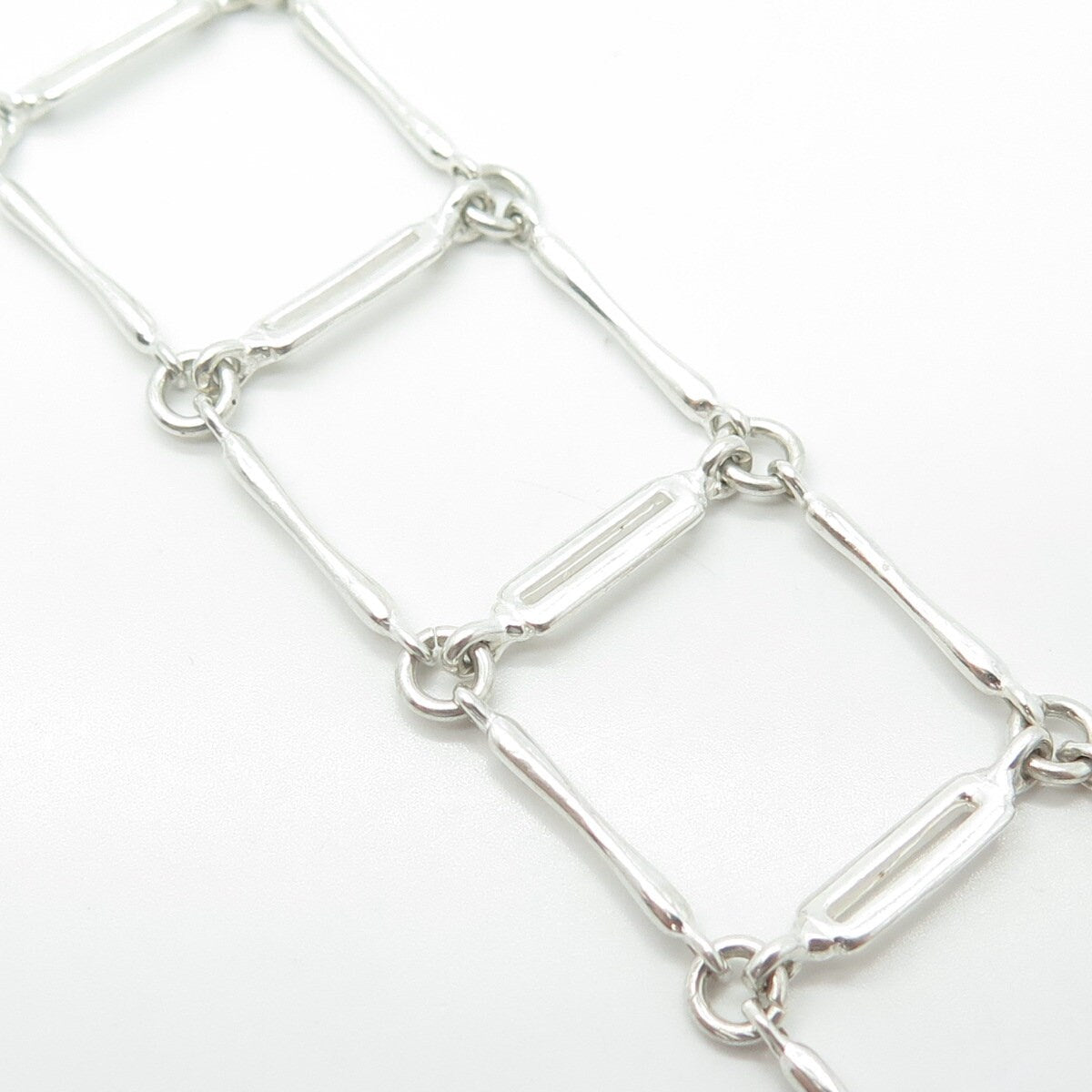 925 Sterling Silver Vintage Fence Link Bracelet 7"