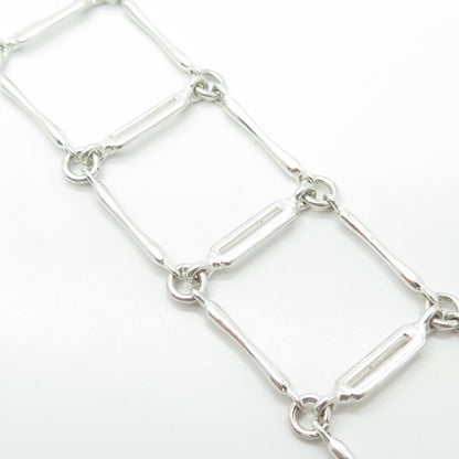 925 Sterling Silver Vintage Fence Link Bracelet 7"