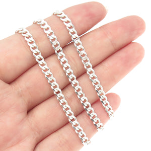 925 Sterling Silver Italy Curb Chain Necklace 18"