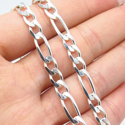 925 Sterling Silver Italy Figaro Chain Necklace 19"