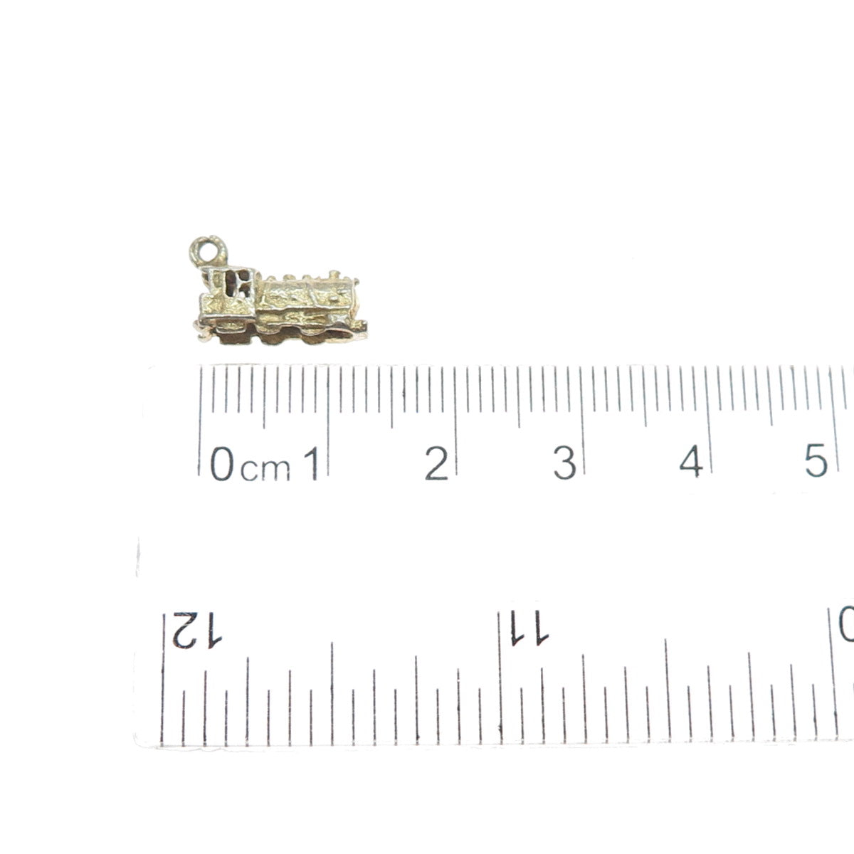 925 Sterling Silver Gold Plated Vintage Train Minimalist 3D Charm Pendant