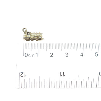 925 Sterling Silver Gold Plated Vintage Train Minimalist 3D Charm Pendant