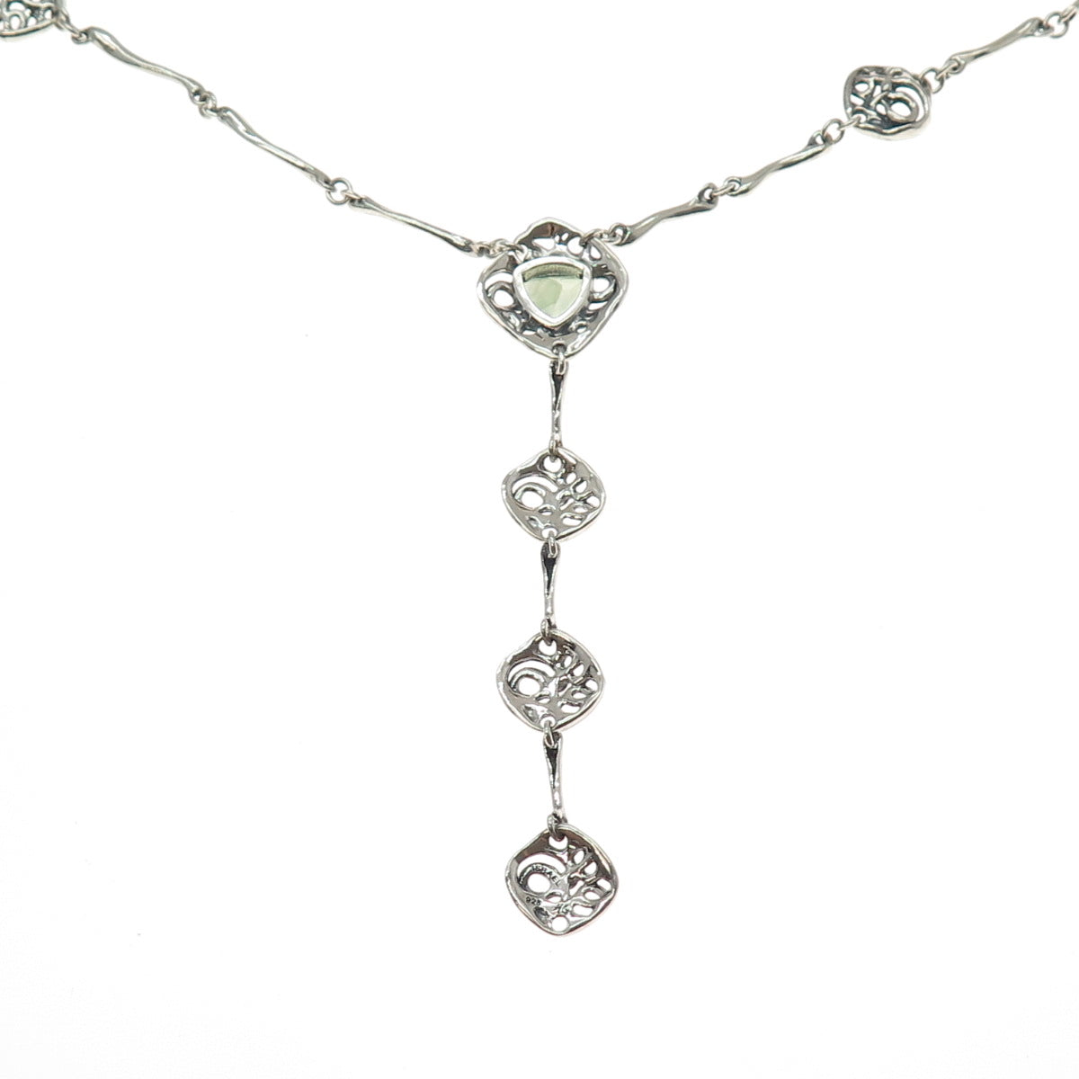 HAGIT GORALI Sterling Silver Vintage Israel Real Prehnite Modernist Necklace 24"