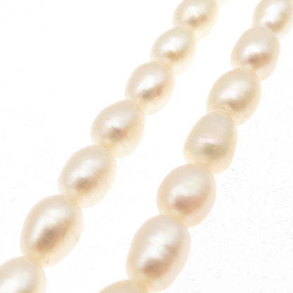 925 Sterling Silver Vintage Real Baroque Pearl Beaded Necklace 18"