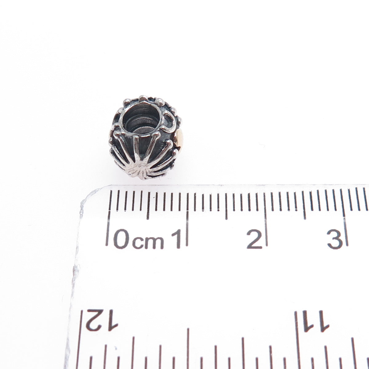 PANDORA 925 Sterling Silver & Gold Love and Hugs Slide Bead Charm