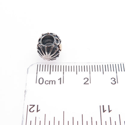 PANDORA 925 Sterling Silver & Gold Love and Hugs Slide Bead Charm