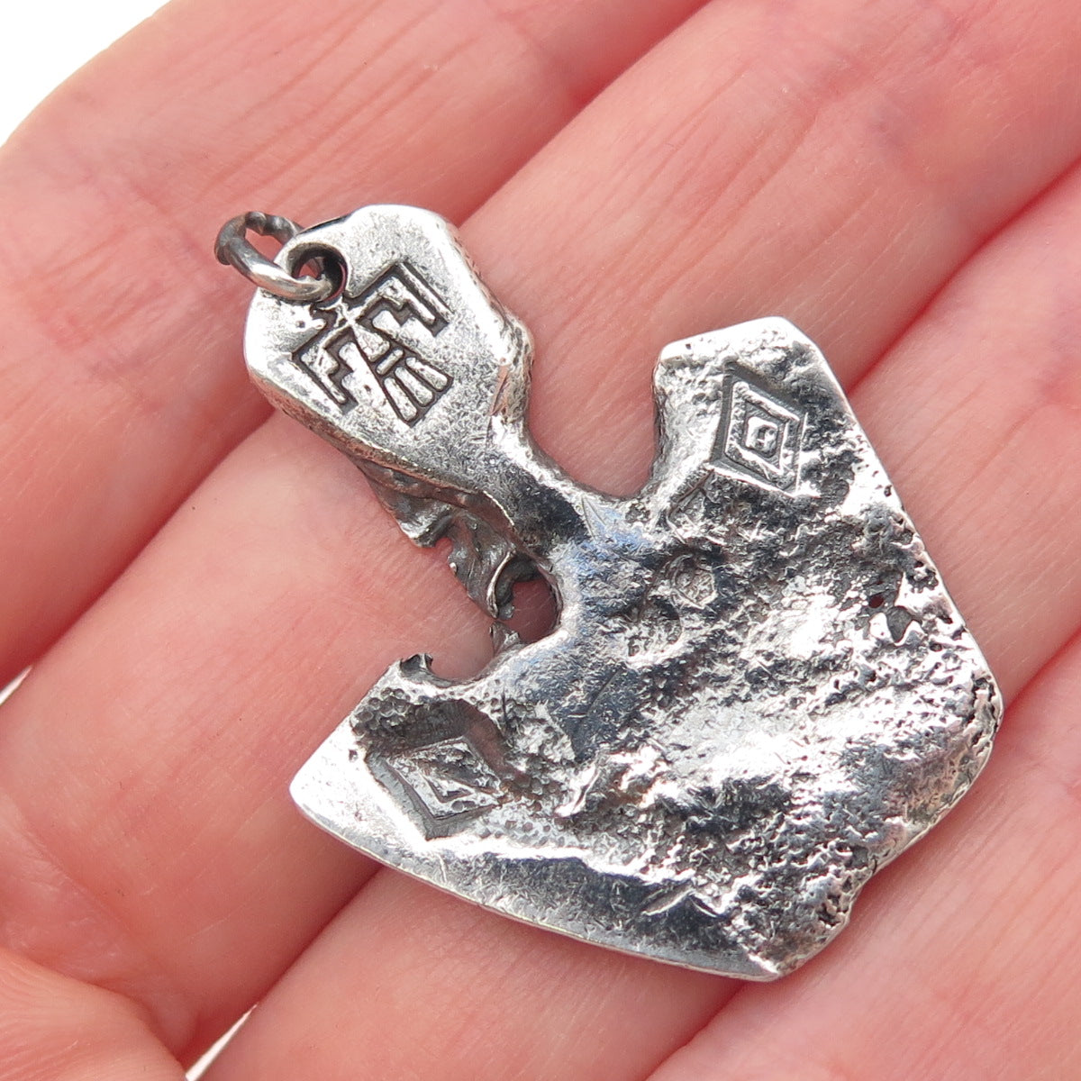 Joe Silvers Old Pawn 925 Sterling Vintage Thunderbird Tribal Oxidized Pendant