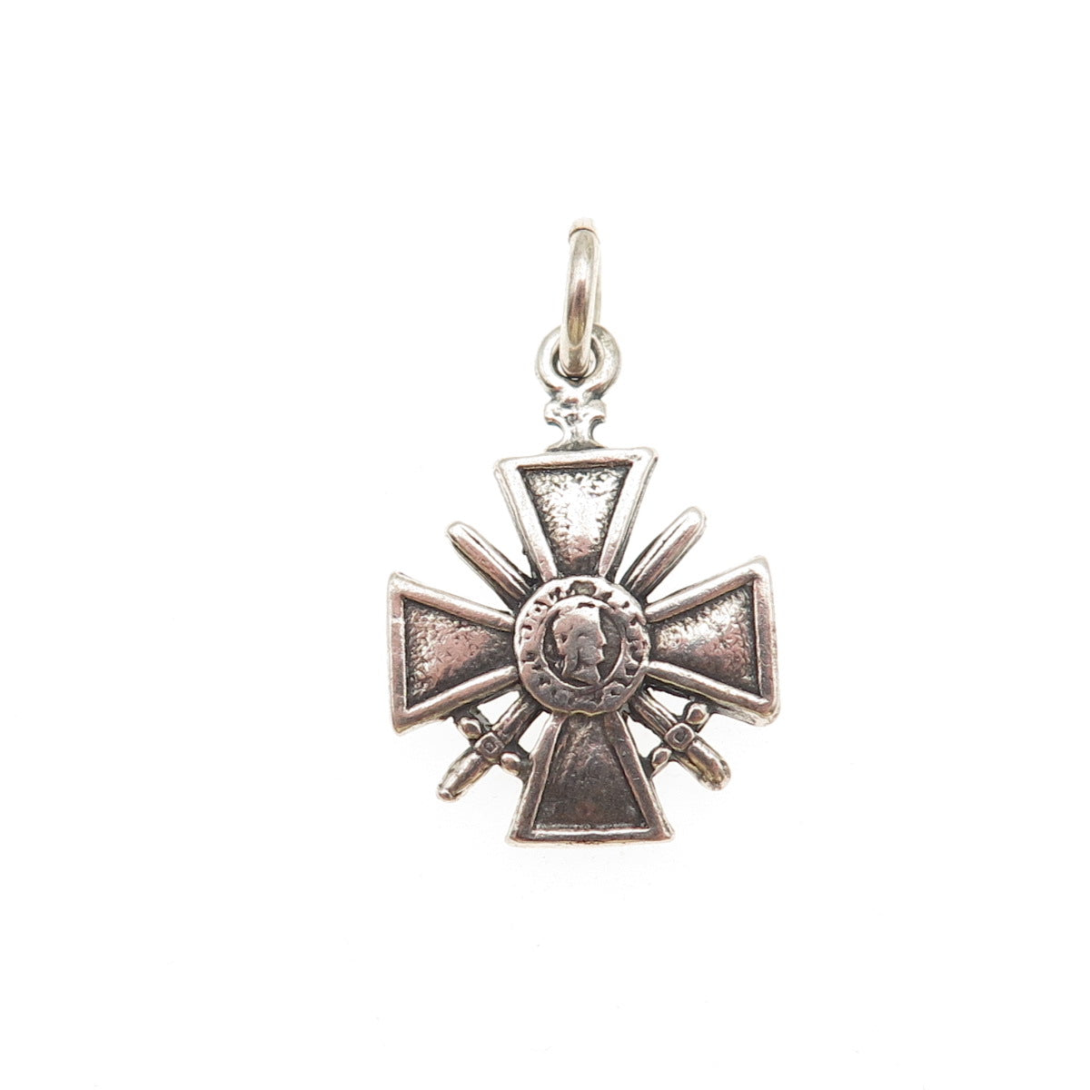 925 Sterling Silver Vintage JWK Mexico French Croix de Guerre Mini Charm Pendant