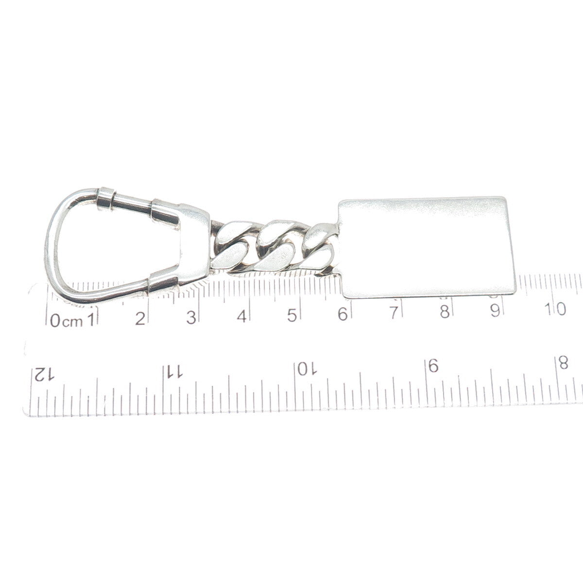 925 Sterling Silver Vintage Italy Engravable Tag Key Ring Fob Chain Holder