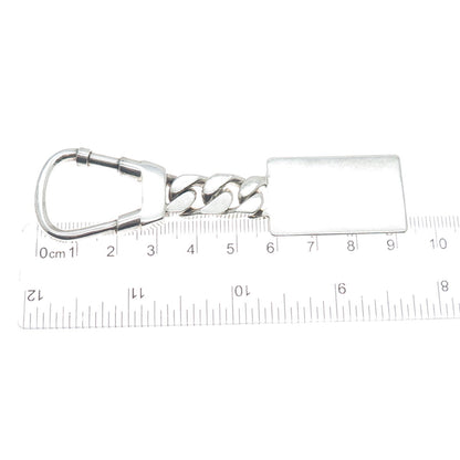 925 Sterling Silver Vintage Italy Engravable Tag Key Ring Fob Chain Holder