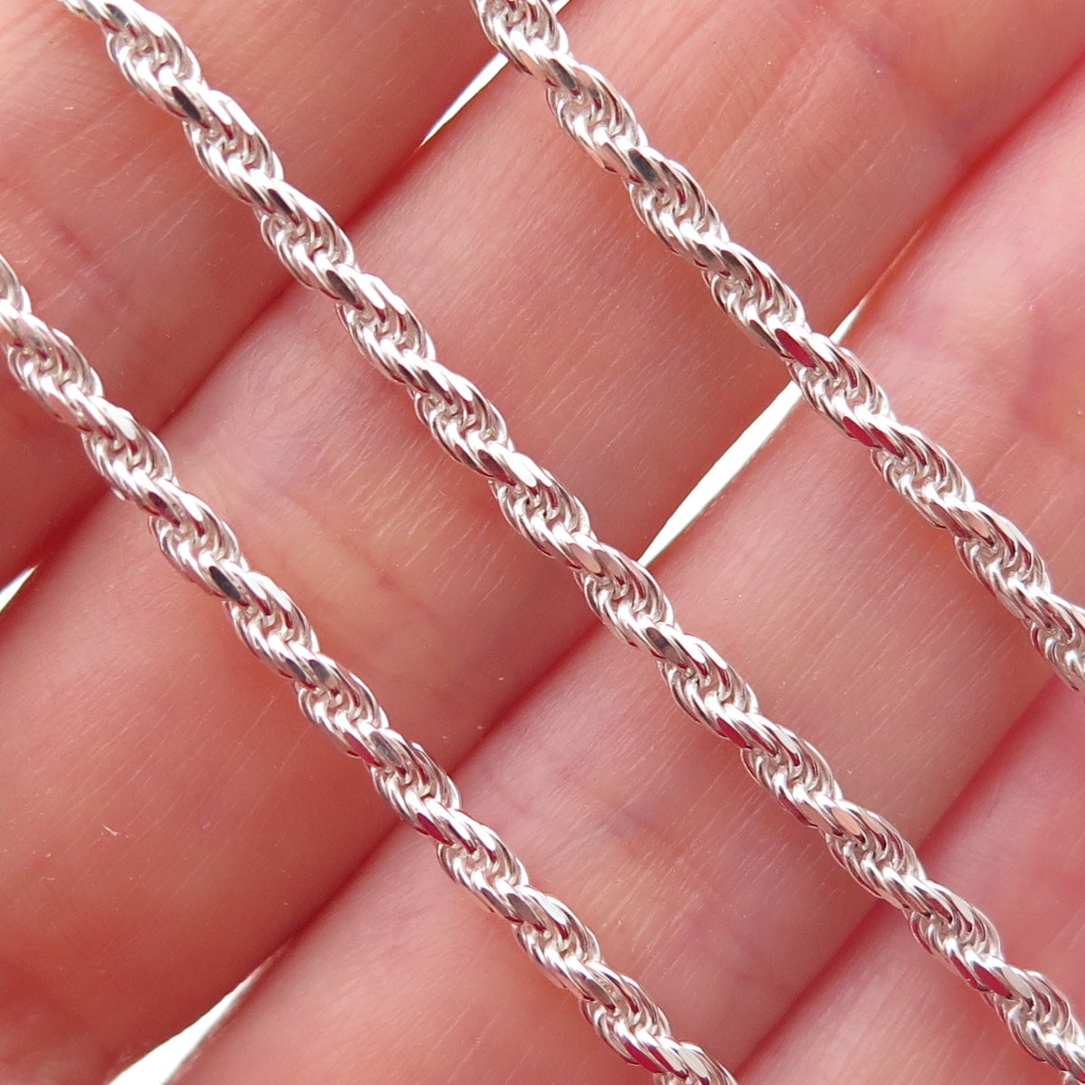 Han 925 Sterling Silver Italy Twisted Rope Chain Necklace 20"