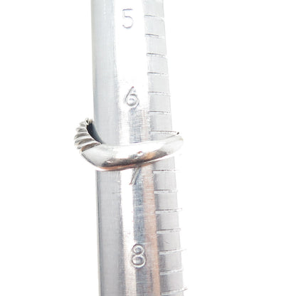 925 Sterling Silver Vintage Modernist Wavy Ribbed Oxidized Ring Size 6.75