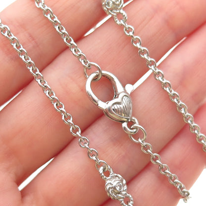 Judith Ripka 925 Sterling Silver Round-Cut C Z Station Cable Chain Necklace 36"